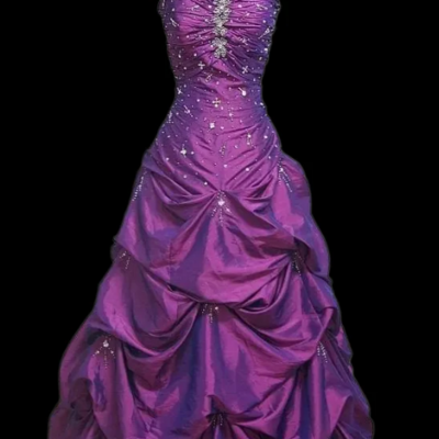 Elegant a line purple taffeta party dress for women 
