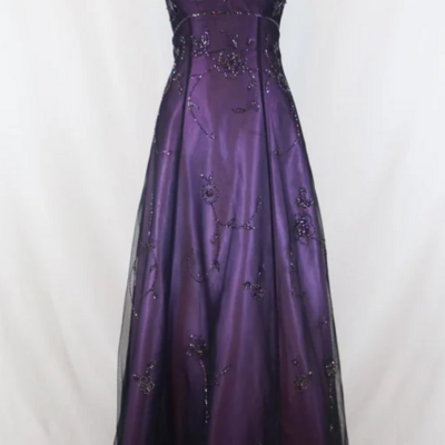 Vintage halter purple ombre beaded prom dress evening gown