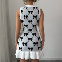 Slim Butterfly Knot Jacquard Pattern Knitted Sleeveless Dress - Thumbnail 3