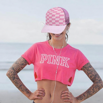 Retro Pink Checkered Mesh Trucker Hat - Summer Drop Limited Edition Adjustable Snapback Beach Cap - Free Ship
