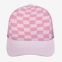 Retro Pink Checkered Mesh Trucker Hat - Summer Drop Limited Edition Adjustable Snapback Beach Cap - Free Ship-2
