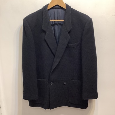 Issey miyake men black double breasted thick wool jkt 1984