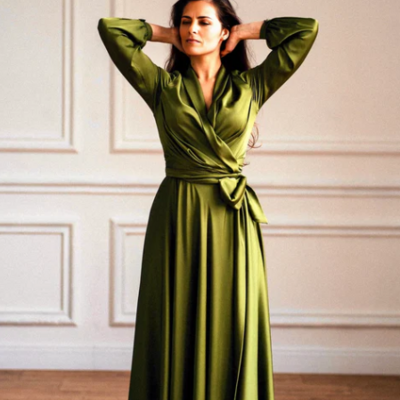 A line olive green long sleeves mother of the bride dresses formal evening dresses
