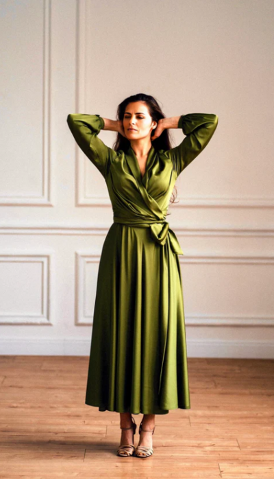 A Line Olive Green Long Sleeves Mother of the Bride Dresses Formal Evening Dresses