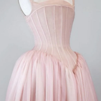 Vintage Straps Pink Tulle Floor Length Prom Dresses Formal Evening Dresses - Thumbnail 1