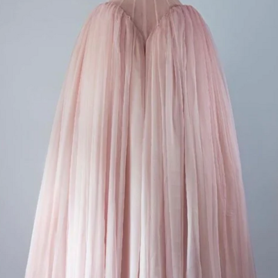 Vintage straps pink tulle floor length prom dresses formal evening dresses
