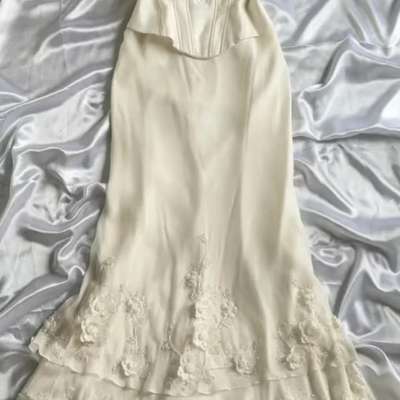 Spaghetti straps champagne satin lace prom dresses formal evening dress
