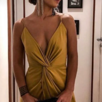 Simple Spaghetti Straps Gold Long Prom Dresses Evening Dresses - Thumbnail 1