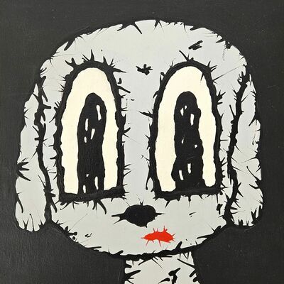 Painting by celipe perroloco "glow in the dark eyes black" 