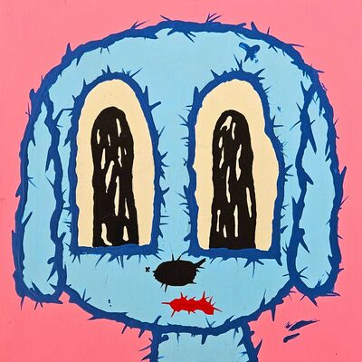Painting by celipe perroloco "glow in the dark eyes pink" 
