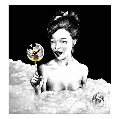 Square Print by Khaddouj Barghout "Bubbles Back " 