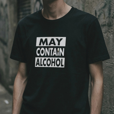 Free shipping-"may contain alcohol" tee