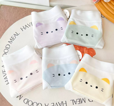 5pcs Cat Print Seamless Hipster Panties Set