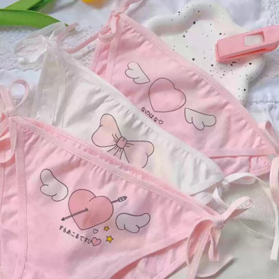4pcs tie-up love hearts panties set