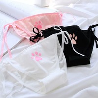 3pcs Tie-up Cat Paw Print Panties Set - Thumbnail 1