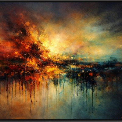 Abstract fire burst wall art print modern home decor