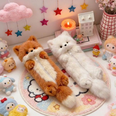 Cute fox plush pencil cases