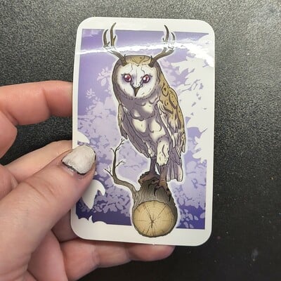 Antler owl sticker