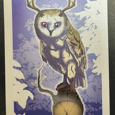 Antler owl art print
