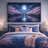 Moonlit Cherry Blossom River Art Print - Thumbnail 2