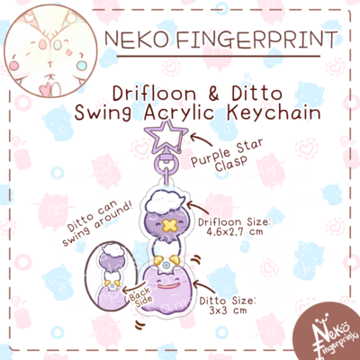 Drifloon and Ditto Swing Keychain