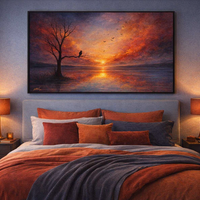 Vibrant Sunset Tree Silhouette Art Print - Thumbnail 3