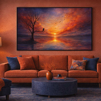 Vibrant Sunset Tree Silhouette Art Print - Thumbnail 1