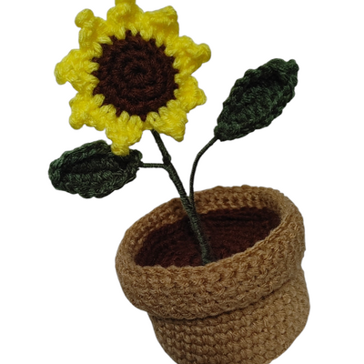 Crochet sunflower pot