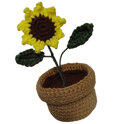 Crochet sunflower pot