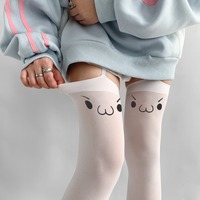 Kaomoji Print Thigh-High Stockings - Thumbnail 4