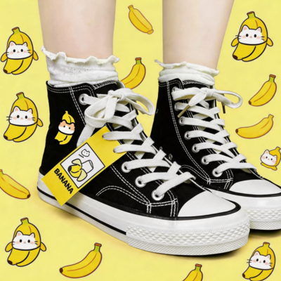 Banana cat canvas sneakers
