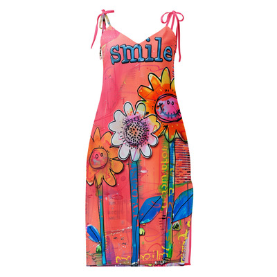 Smile tie-strap midi dress