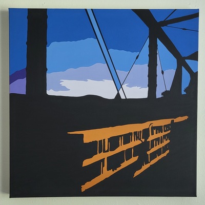 Sky Glitch (Bridge to Nowhere) - original painting - square