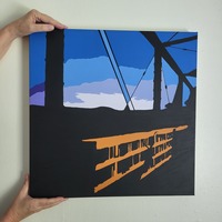 Sky Glitch (Bridge to Nowhere) - original painting - square - Thumbnail 1