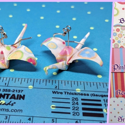Origami crane earrings - white/multi set