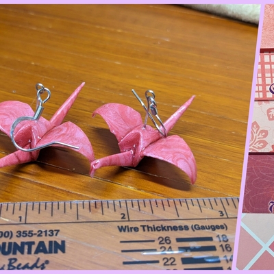 Origami crane earrings - red set