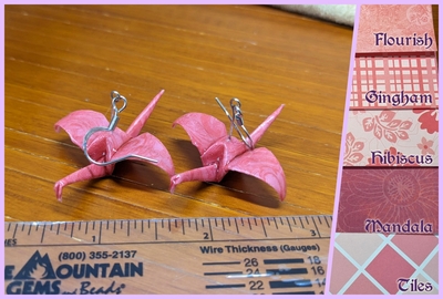 Origami Crane Earrings - Red Set