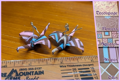 Origami Crane Earrings - Brown Set