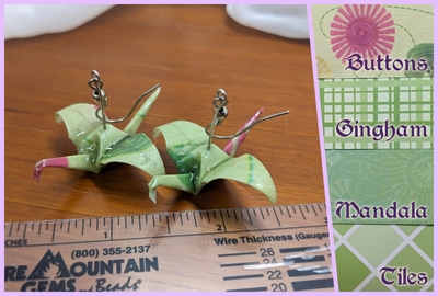 Origami Crane Earrings - Green Set