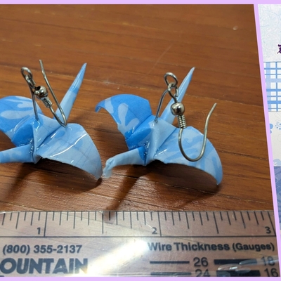 Origami crane earrings - blue set