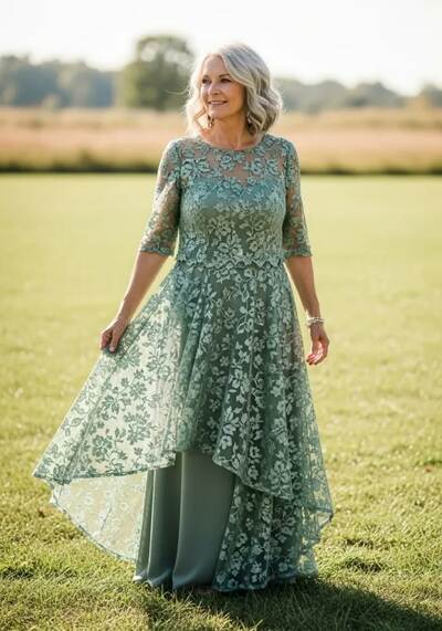 Plus Size Green Lace Mother of Bride/Groom Dress Evening Formal Gowns 