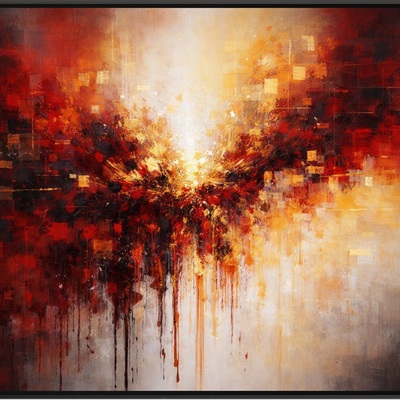 Radiant energy burst red yellow abstract art print 36x24
