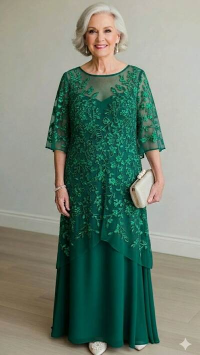 Plus Size Green Lace Mother of Bride/Groom Dress Evening Formal Gowns 