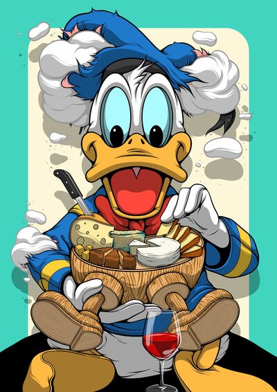A3 Prints by Dhani Barragan "Deconstructed Duck eats cheese" 