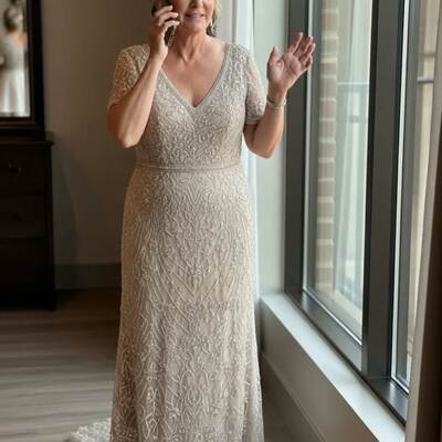 Plus size sequins lace mother of bride/groom dress evening formal gowns 