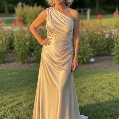 Simple sheath one shoulder mother of bride/groom dress evening formal gowns 