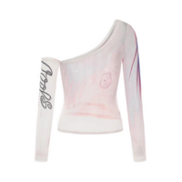 A2K Girls Off Shoulder Long Sleeve Printed Top - Thumbnail 4