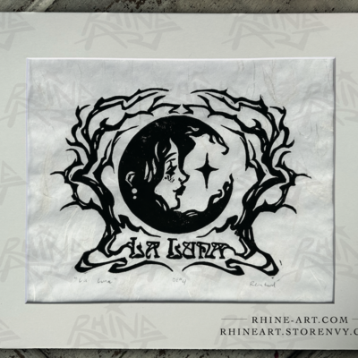La luna blockprint (matted)