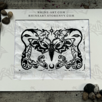 Sphingidae Hawk Moth Blockprint (matted) - Thumbnail 3