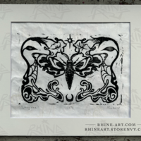 Sphingidae Hawk Moth Blockprint (matted) - Thumbnail 4